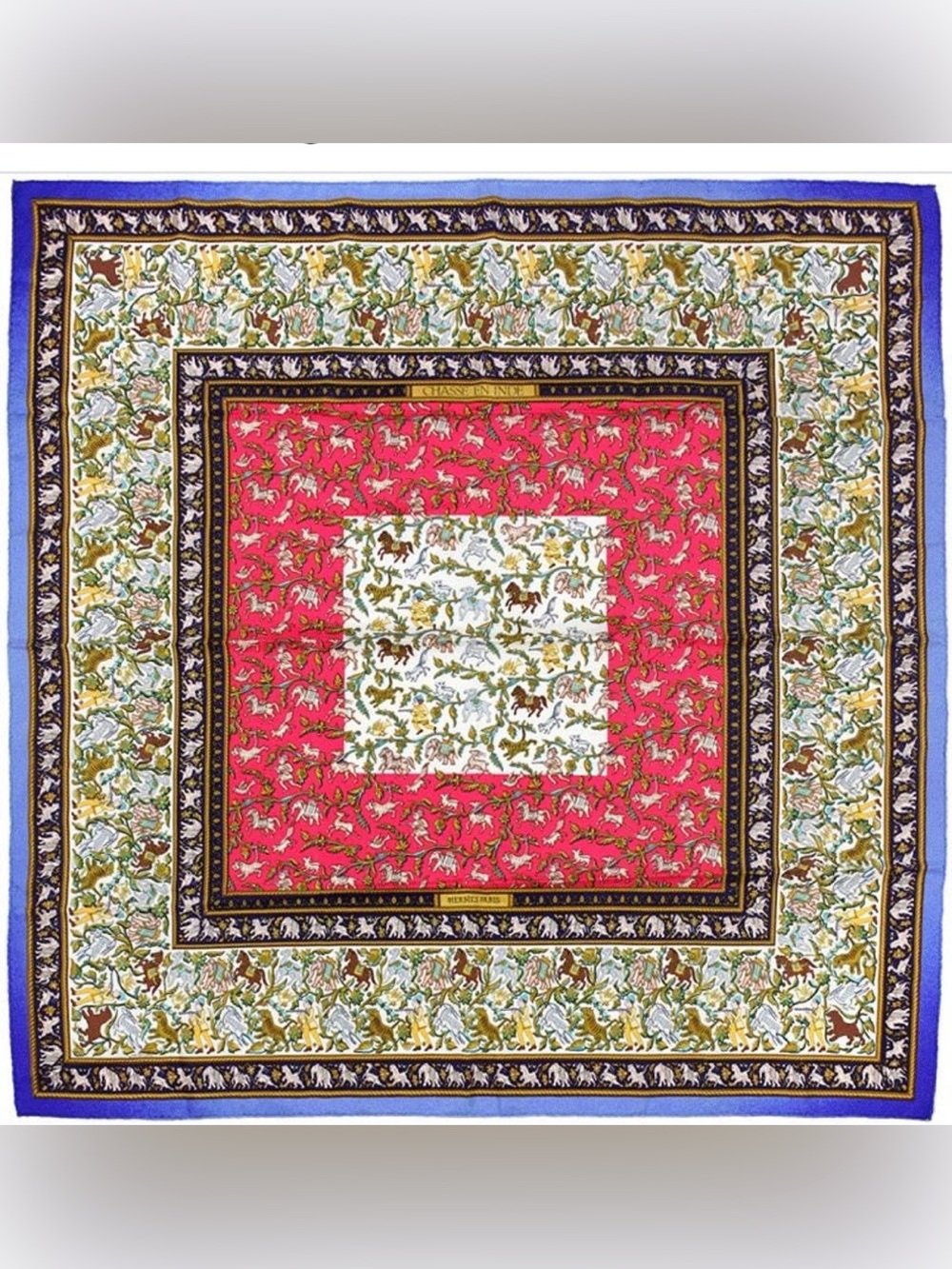 Vintage Hermes Chases en Inde Silk Scarf